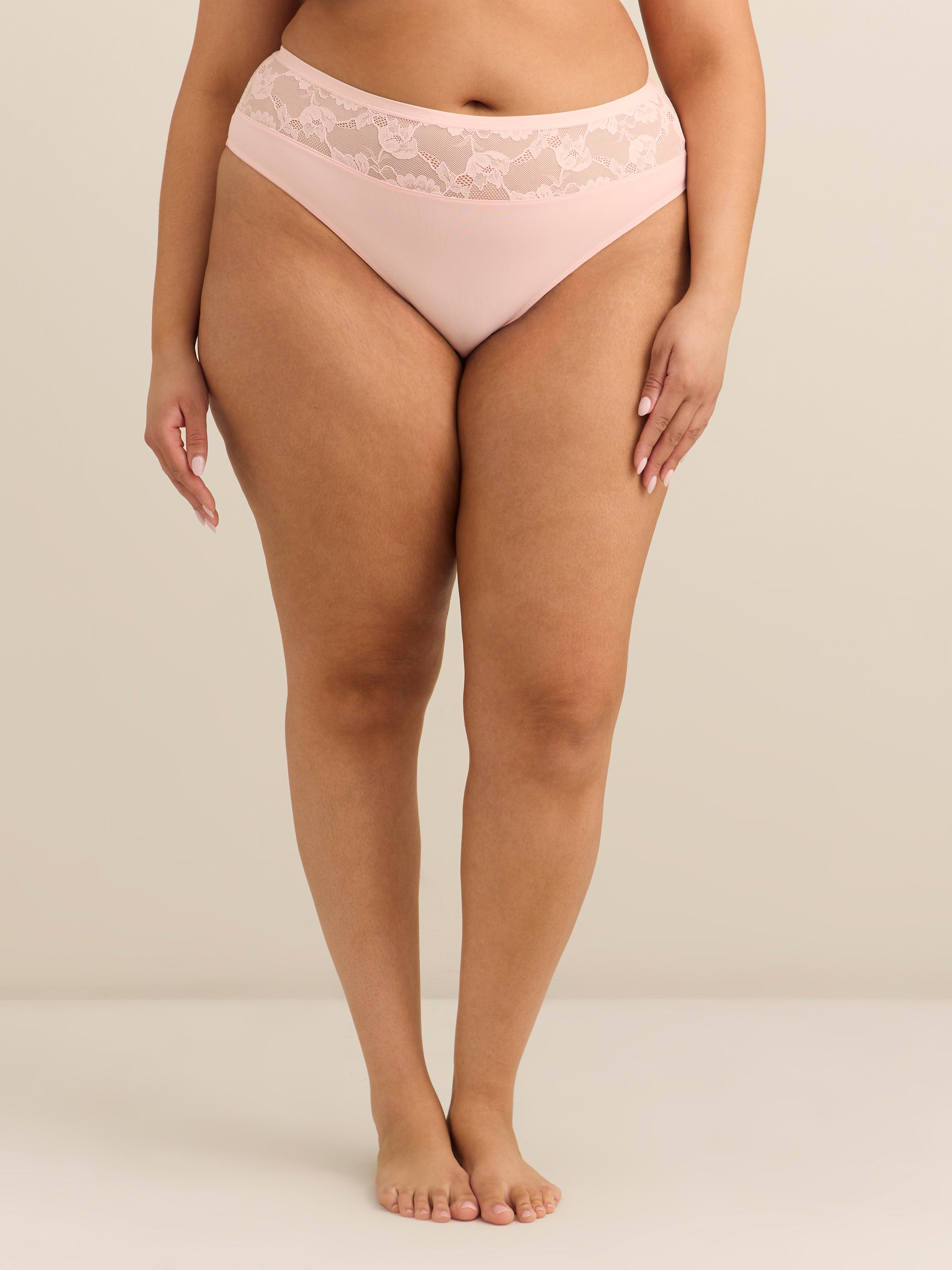 Cheeky Thong With Lace Waistband - Déesse Collection