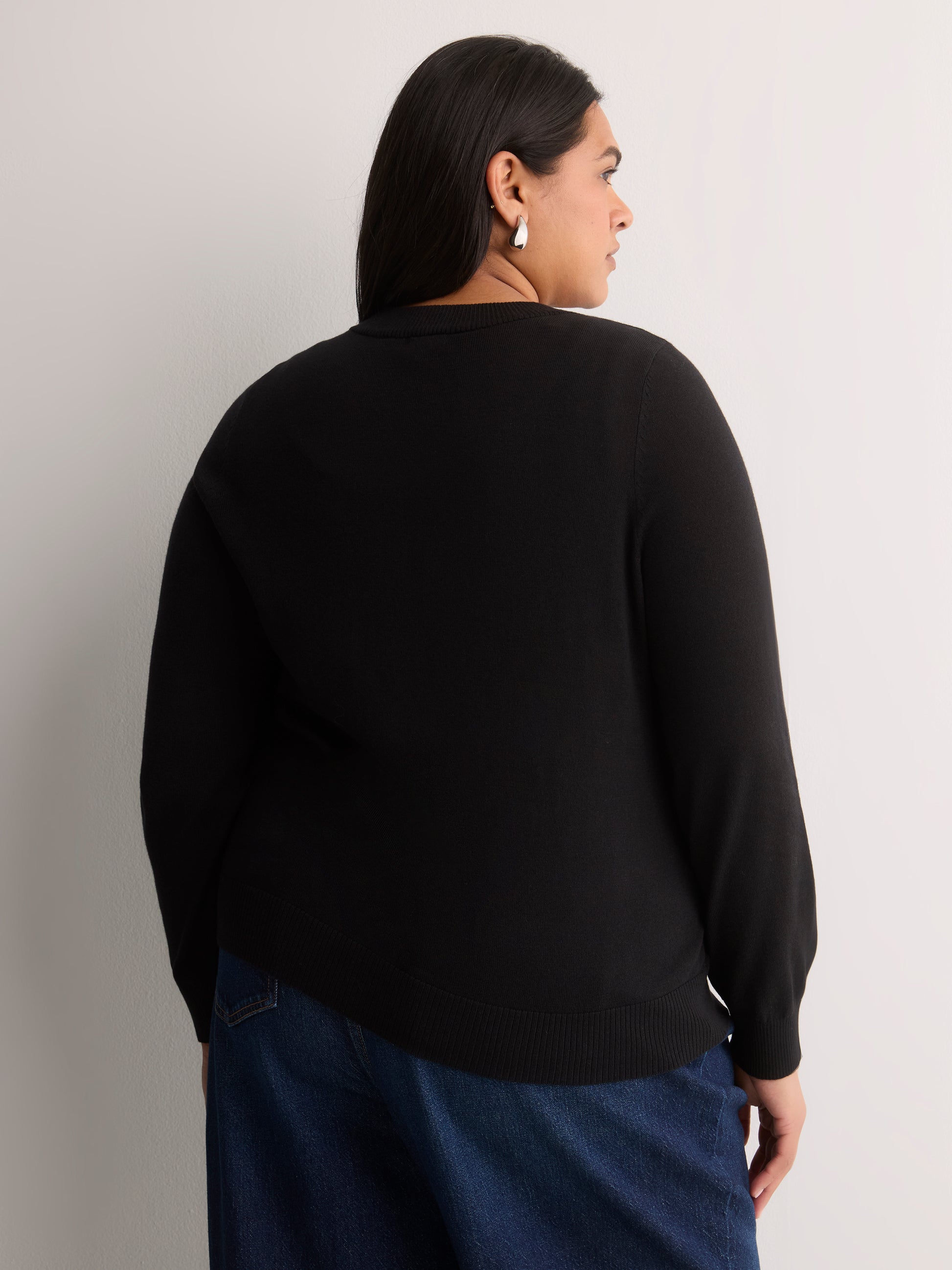 Responsible, Buttoned-Down Cotton Blend Crewneck Cardigan