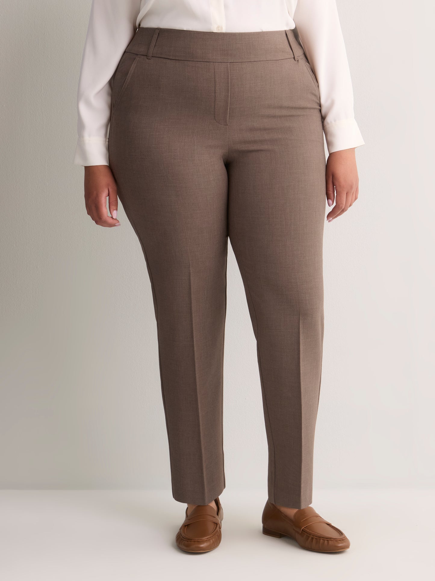 Grey Slim-Leg Savvy Twill Pants