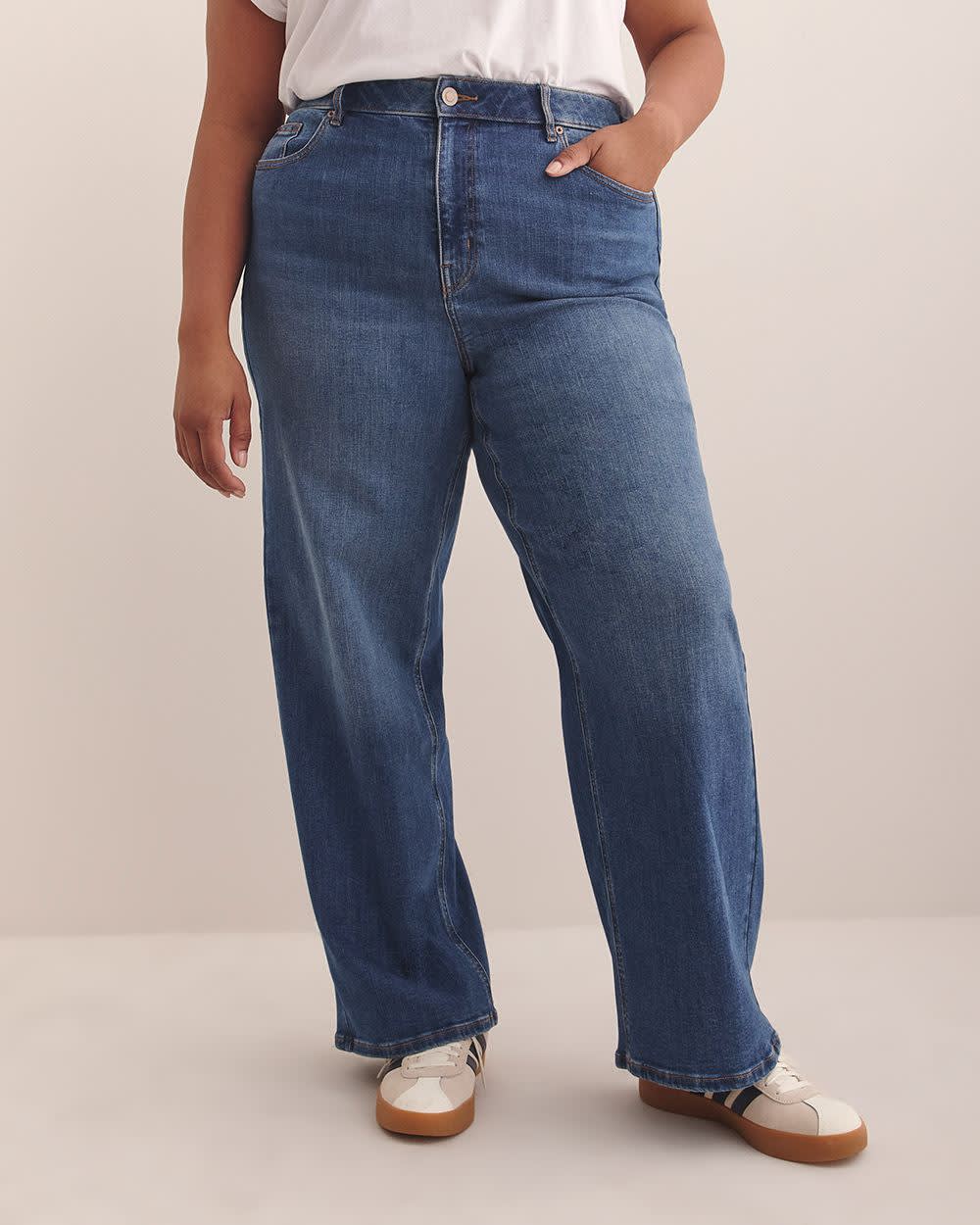 Jean D/C Curvy Fit, jambe large – Petite, mélange de coton