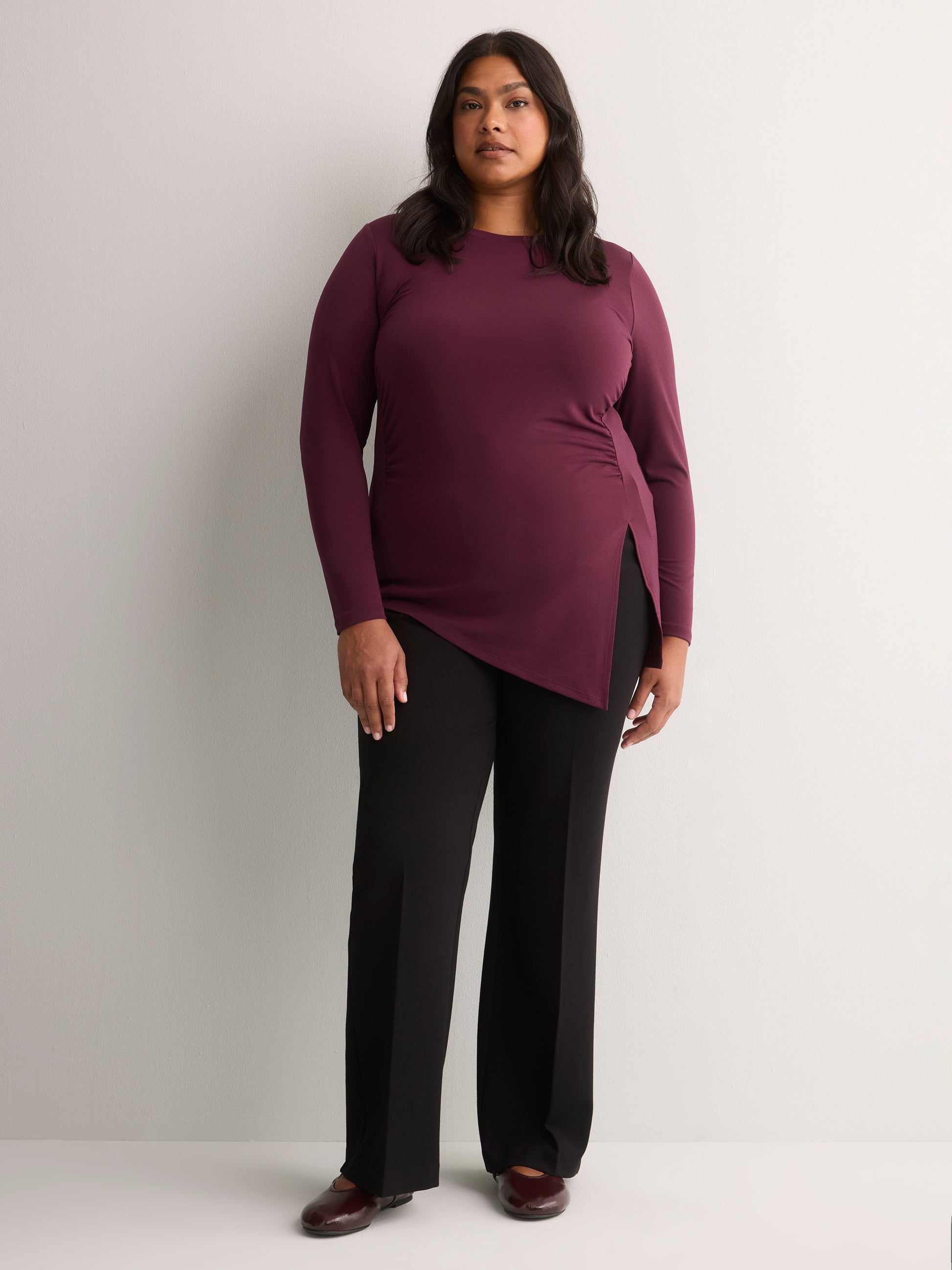 Asymmetric Ruched Knit Shirt