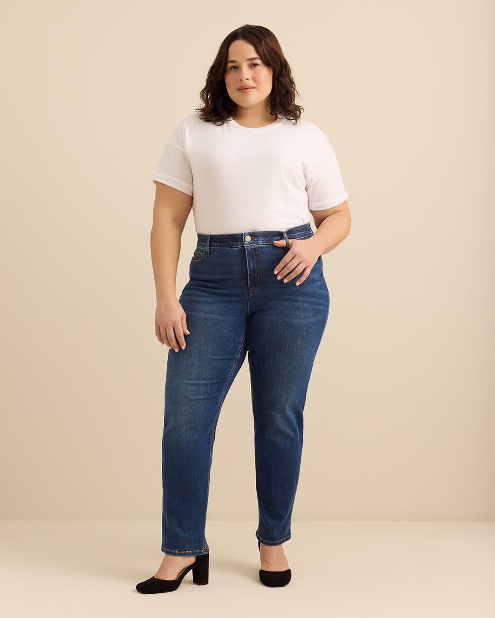 Classic-Fit Straight-Leg Mid-Rise Jean with Tummy Control - d/C JEANS