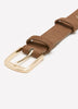 Cognac Faux-Suede Belt with Metallic Eyelet