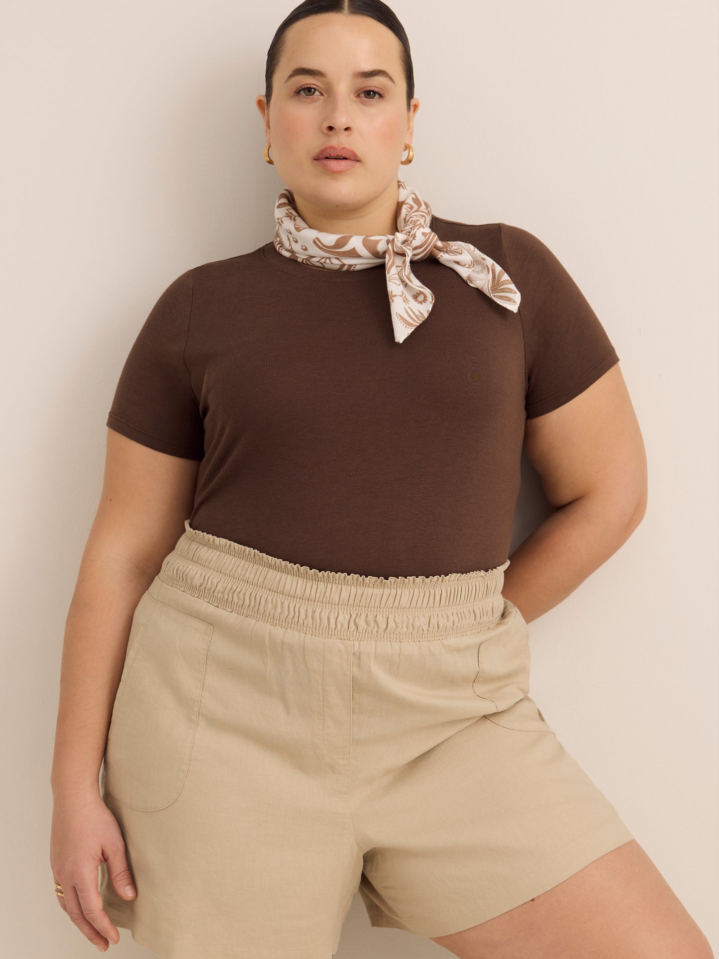 Crewneck Short-Sleeve Knit Top