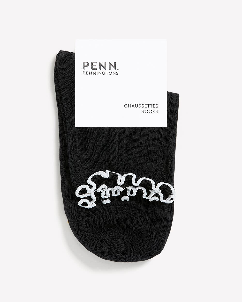 Chaussettes courtes à rebord ondulé contrastant