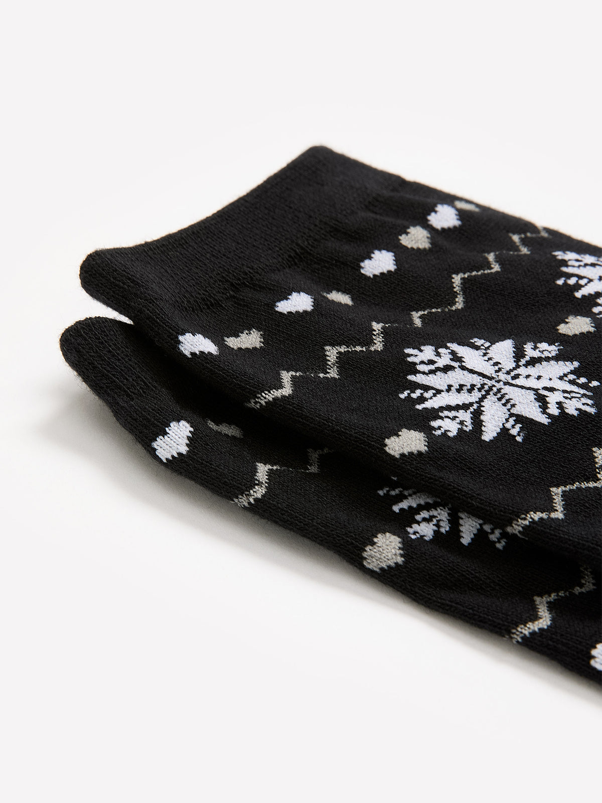 Fair Isle Cotton Knit Crew Socks
