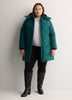 Black Hooded Knee-Length Stretch Puffer Jacket