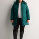 Black Hooded Knee-Length Stretch Puffer Jacket