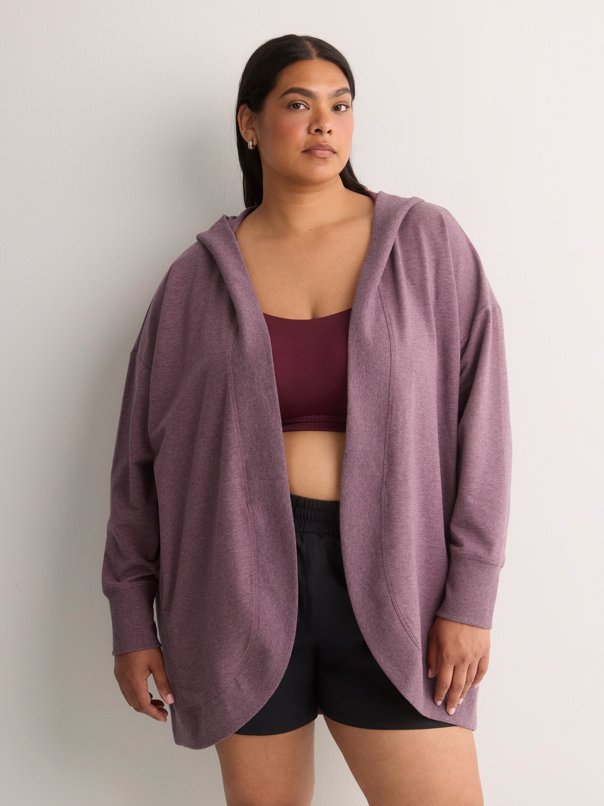 French Terry Hooded Open Cardigan - Active Zone