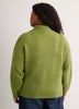 Green Loose-Fit Mock-Neck Cable Knit Sweater