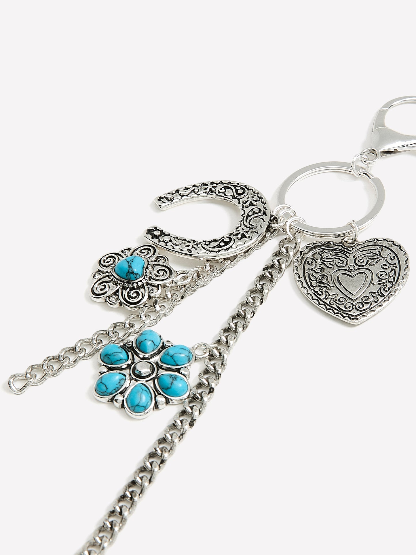 Porte-clés breloque pour sac de style western au fini argent métallique