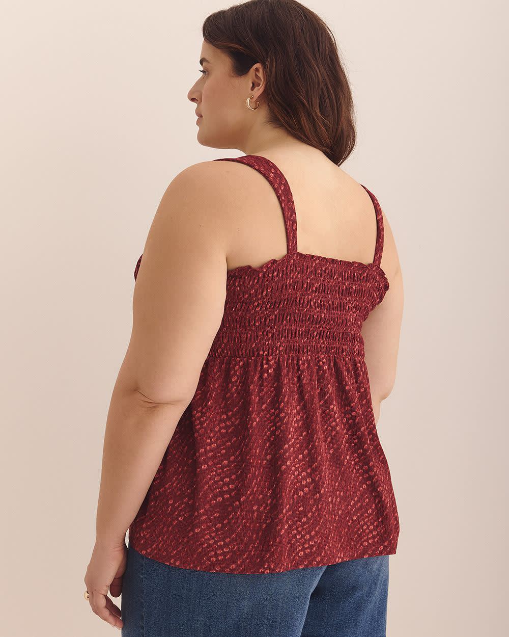 Smocking Knit Top with Large Straps