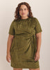 Velvet T-Shirt Dress with Side Knot