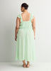 Ruffled Sleeveless Heart-Shaped Midi Dress with Crochet Tape