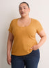 Ribbed Knit Fitted Short-Sleeve T-Shirt
