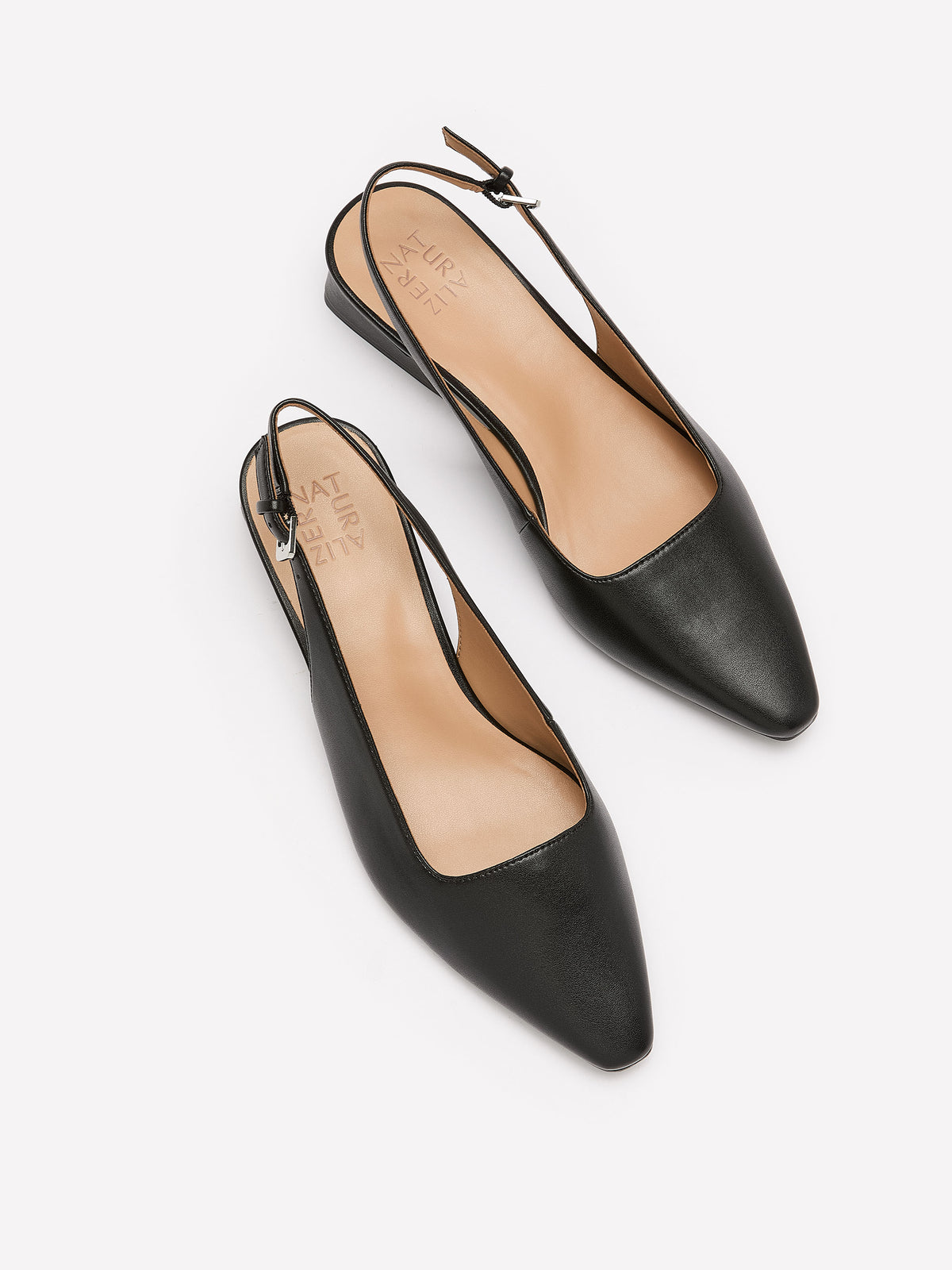 Wide Width, Ginger Faux-Leather Slingback Low-Heel Shoe - Naturalizer