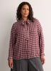 Plaid Buttoned Down Shirt with Scarf Collar