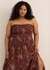 Strapless Smocked Heart Chest Maxi Dress