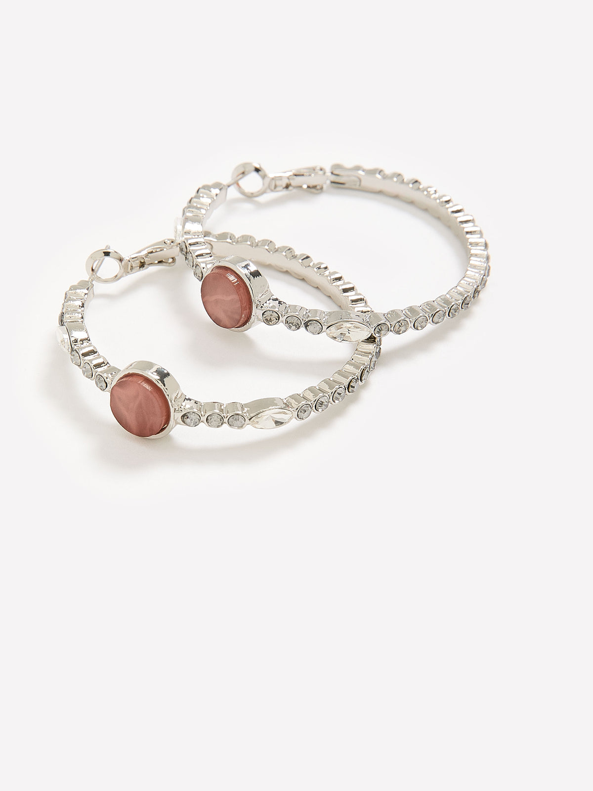 Medium Hoop Earrings with Stone