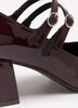 Extra Wide Width, Faux Leather High Block Heel Shoe with Double Strap
