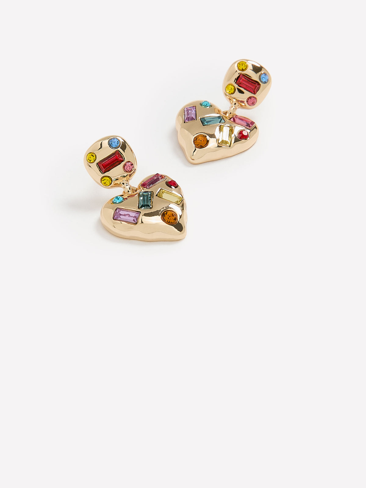 Multicolor Heart-Shaped Pendant Earrings