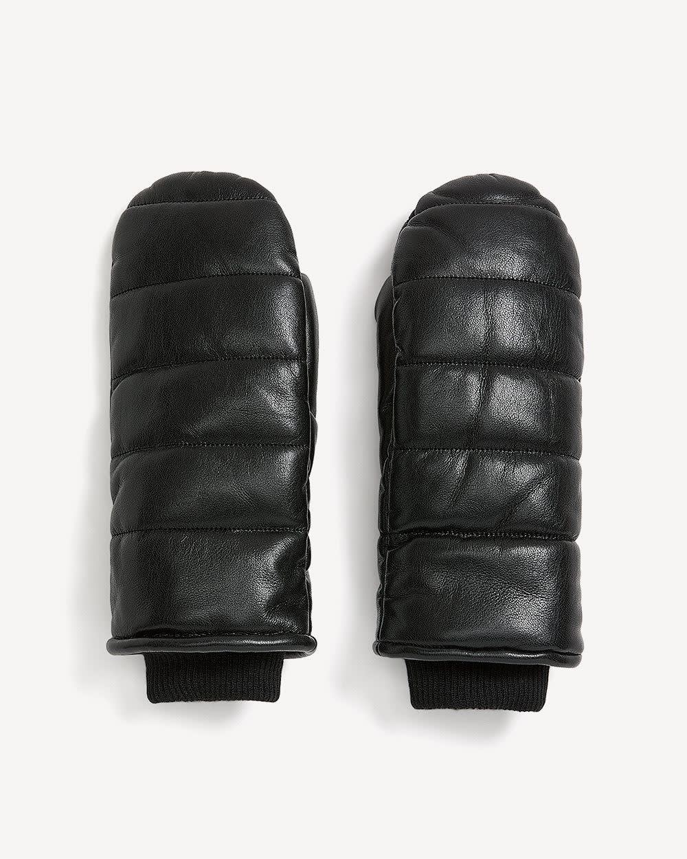 Mitaines en faux cuir matelassé