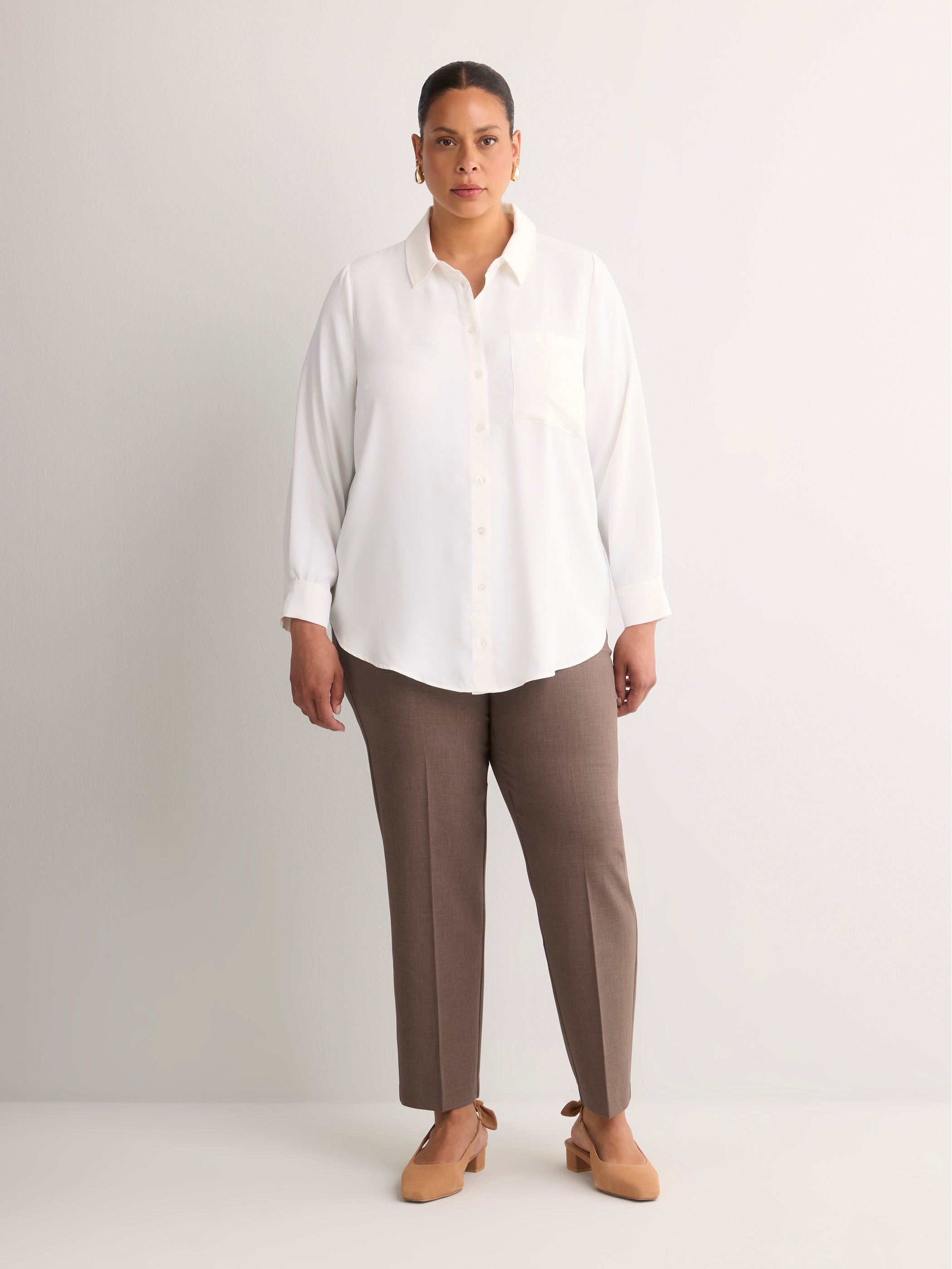 Grey Slim-Leg Savvy Twill Pants