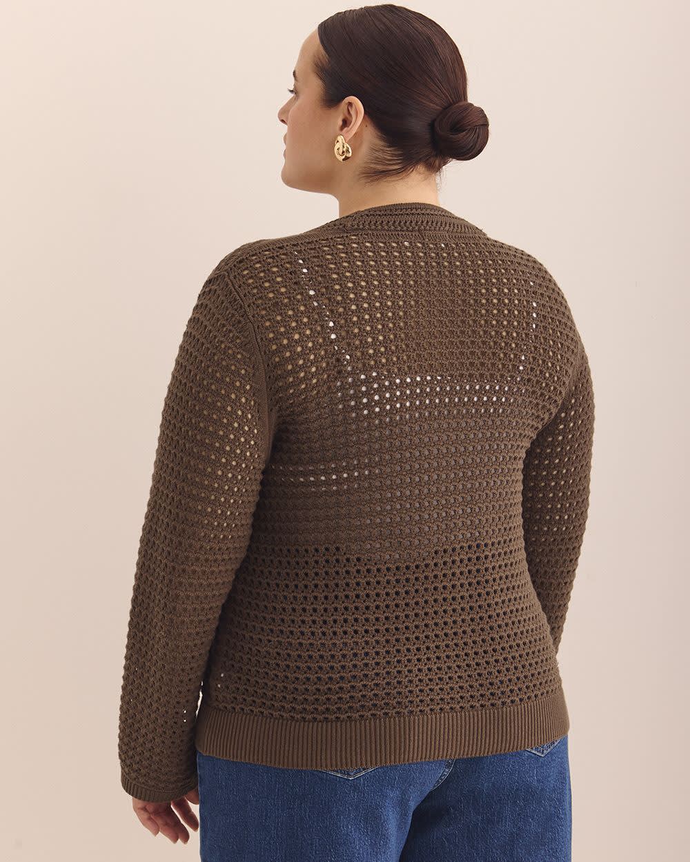 Long-Sleeve Crochet Cotton Cardigan