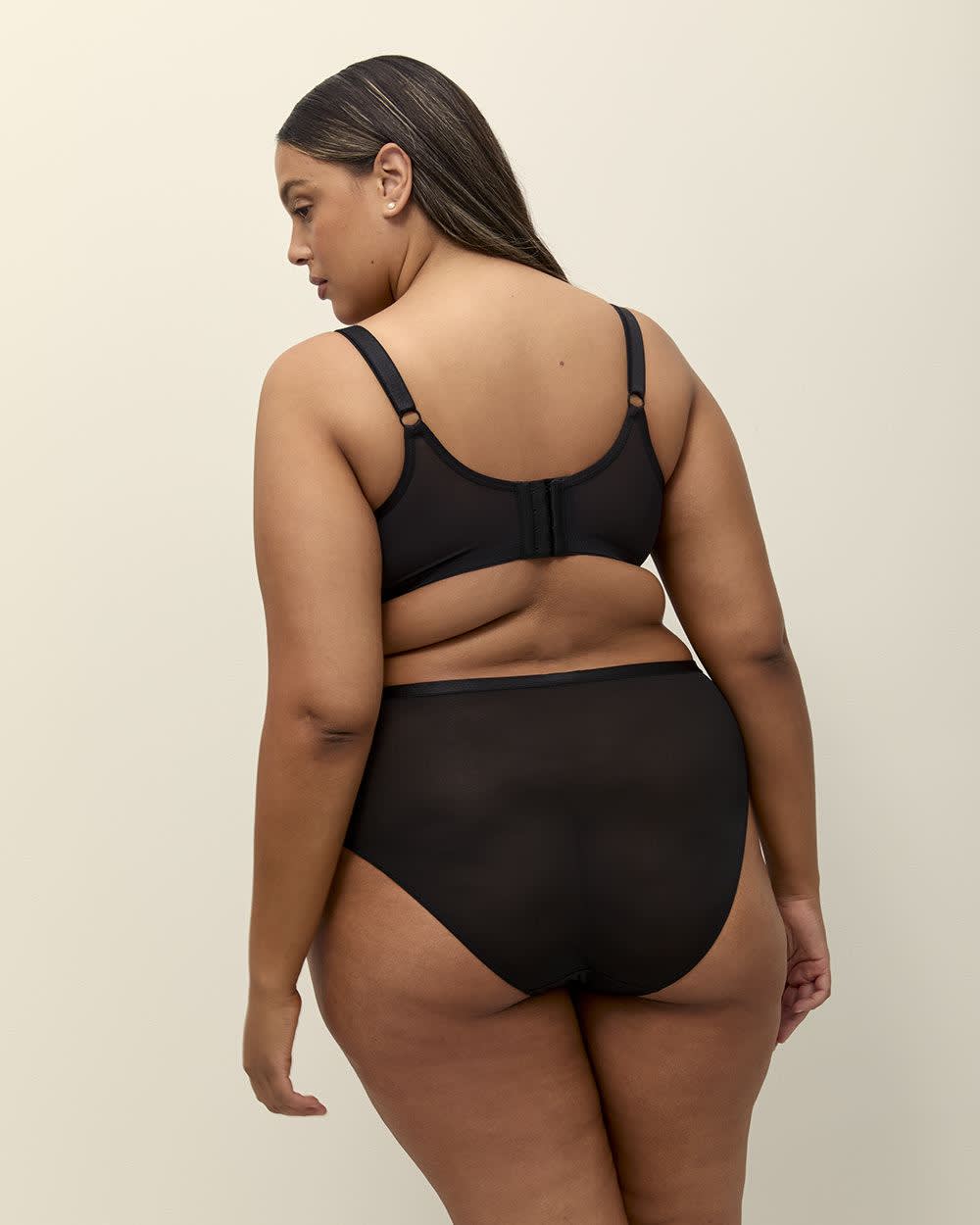 Black High-Cut Brief with Lace and Mesh - Déesse Collection