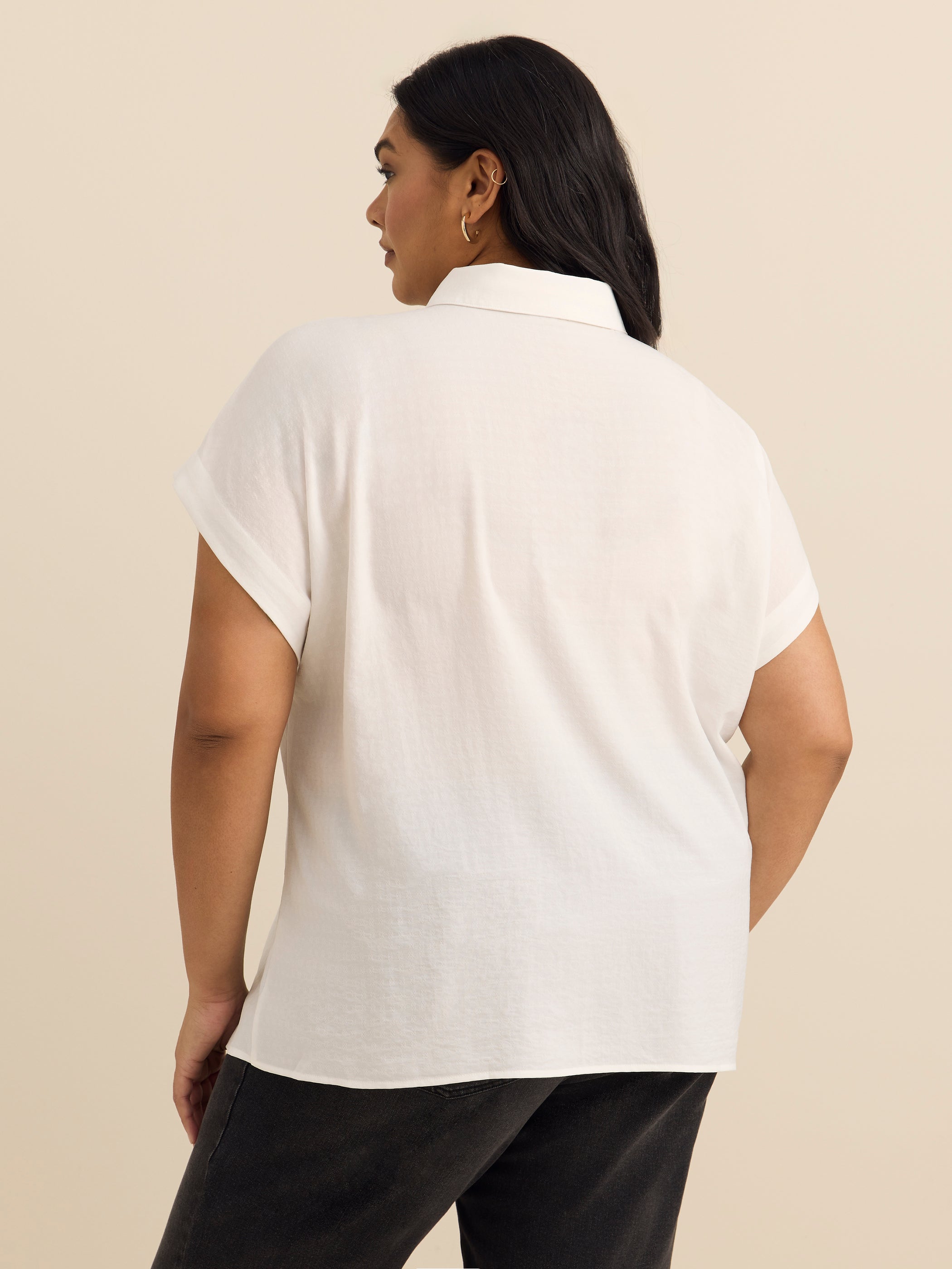 Blouse boutonnée avec noeud à la taille