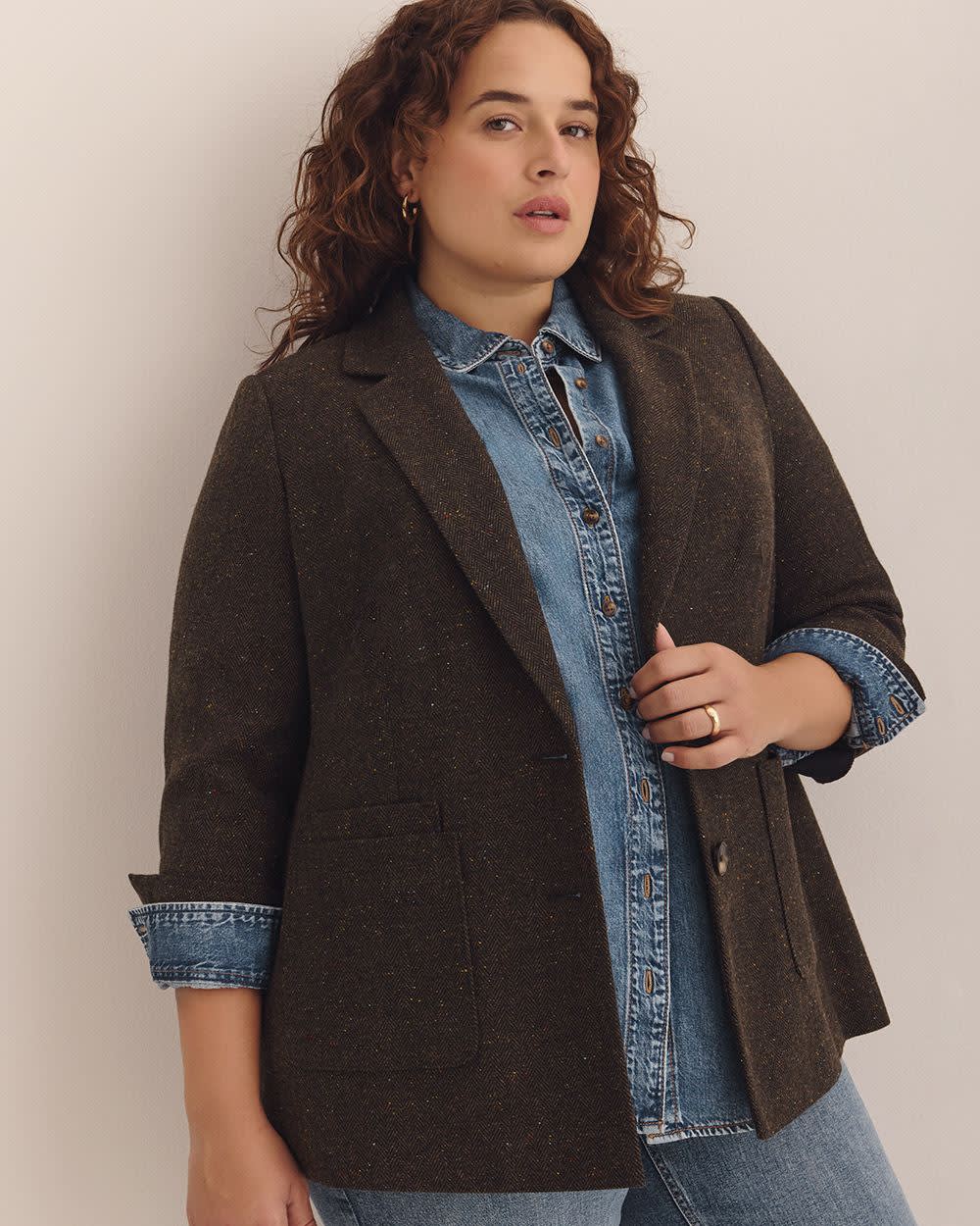 Brown Wool Blend Blazer