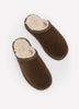 Wide Width, Microsuede Flat Platform Slippers with Faux-Fur Lining