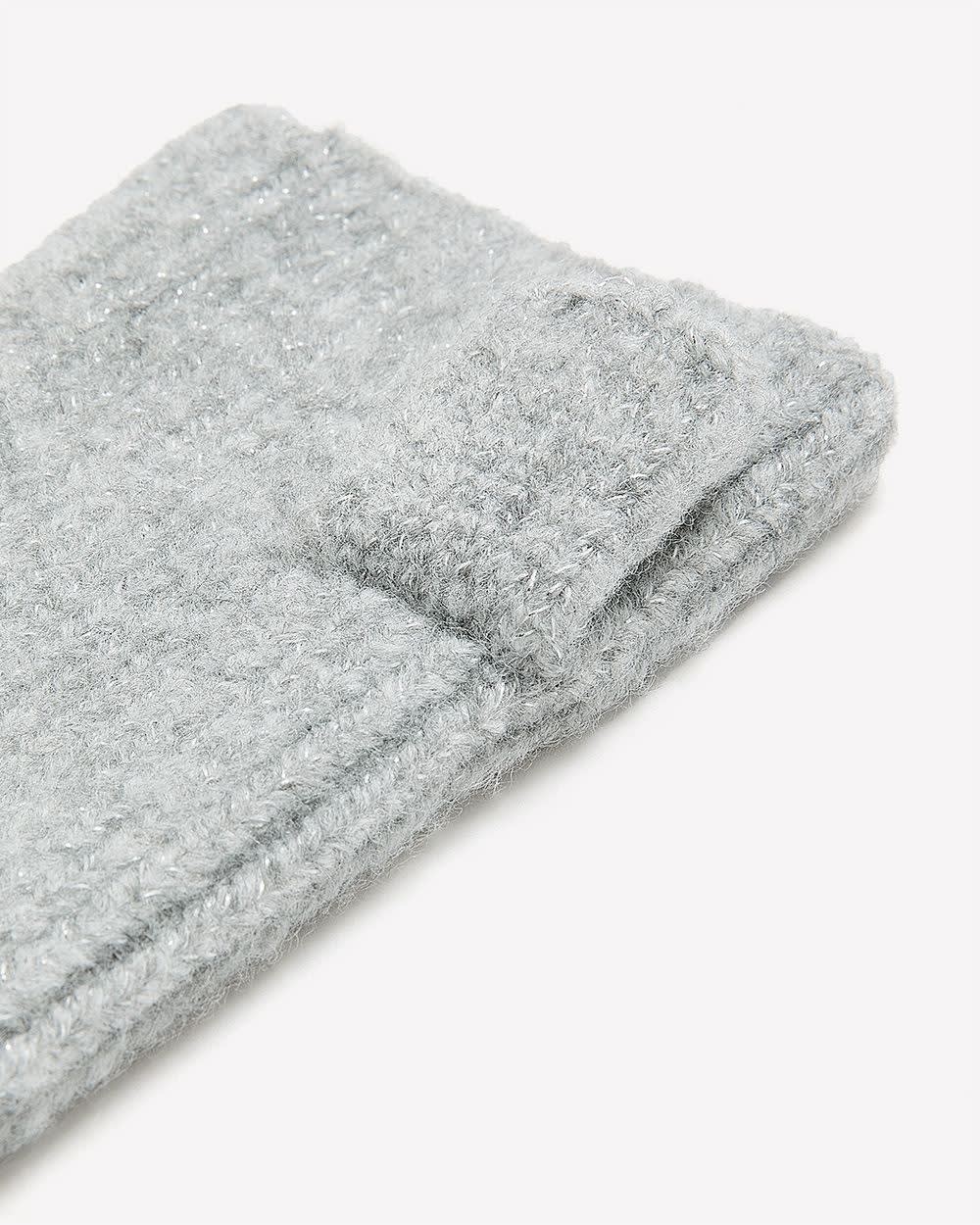 Gants sans doigts en tricot côtelé gris chiné