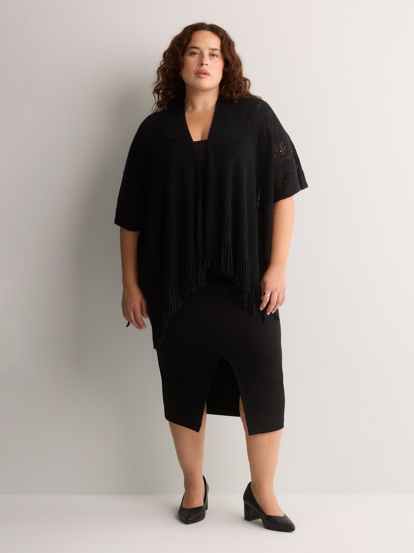 Mixed Pattern Knit Cape
