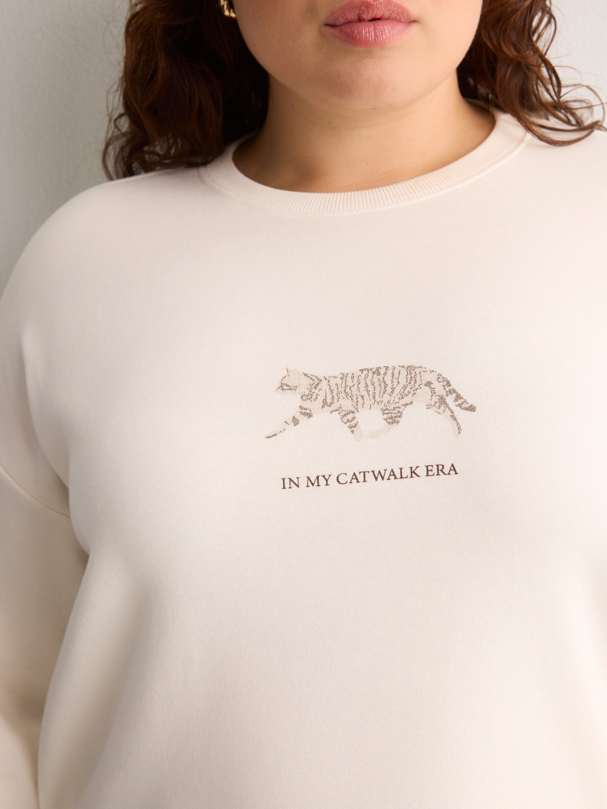 Loose French Terry Pullover with Front Embroidery