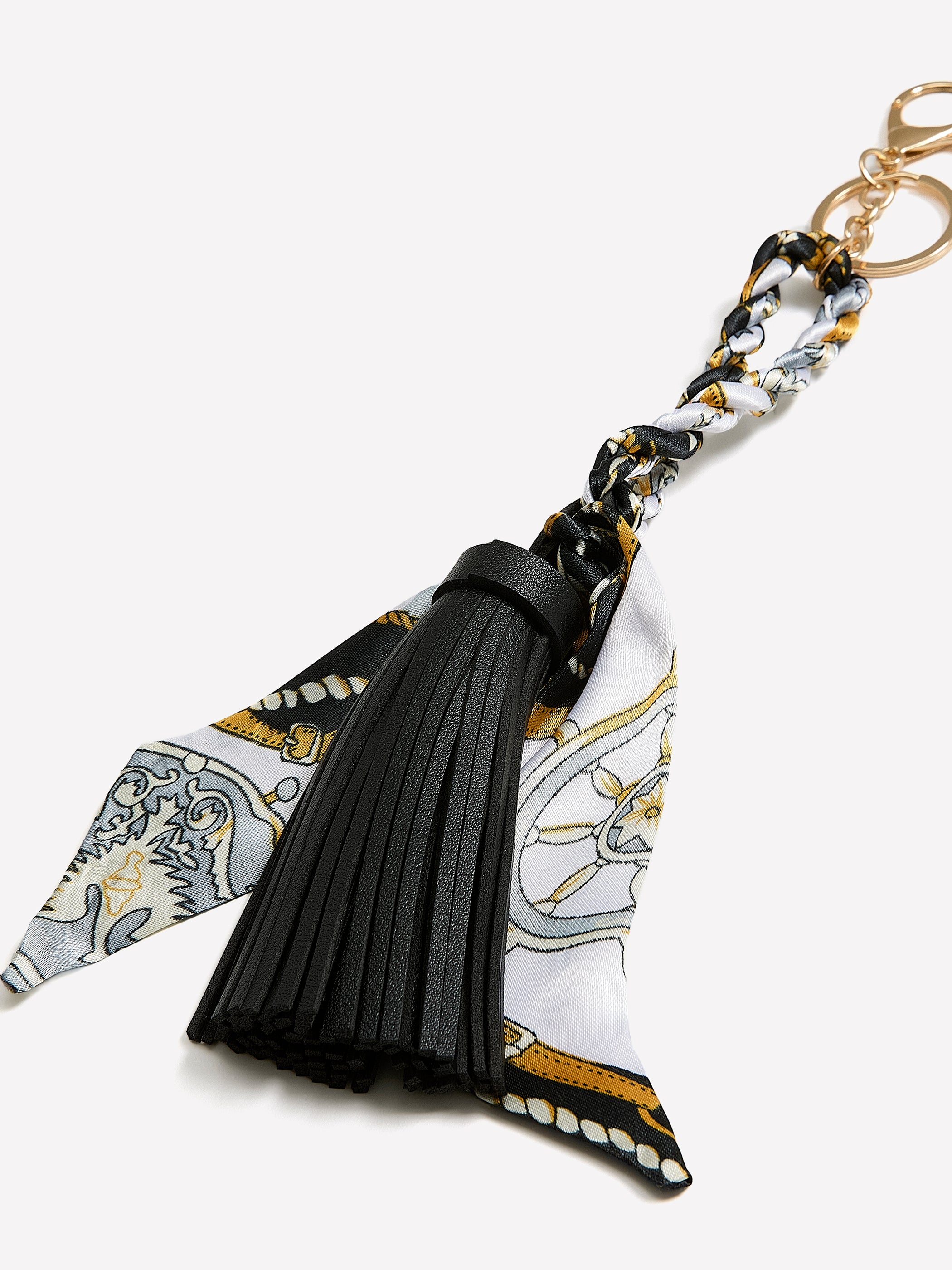 Twisted Scarf Keychain Bag Charm with Tassel