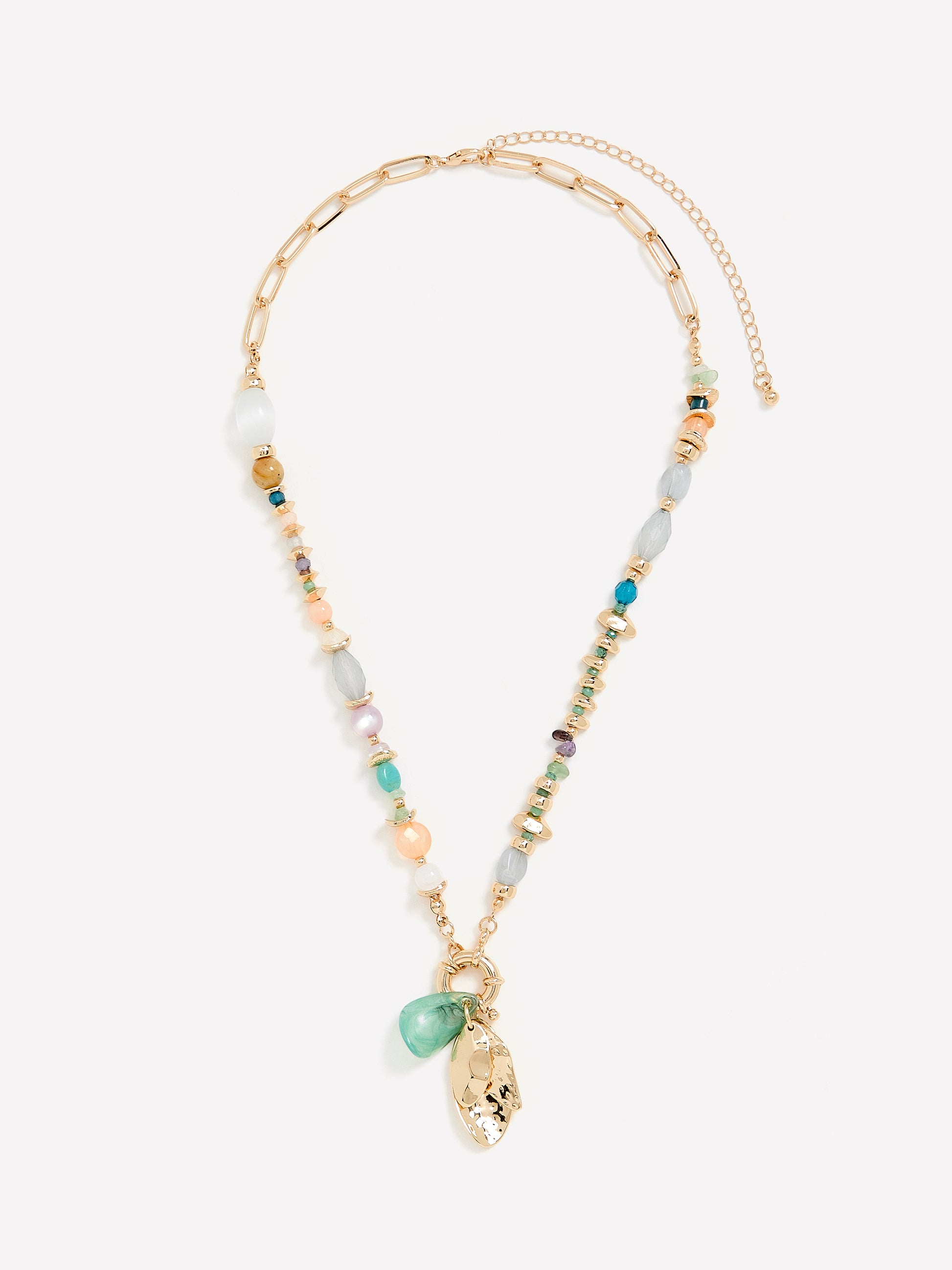 Short Beaded Necklace with Pendant Charms