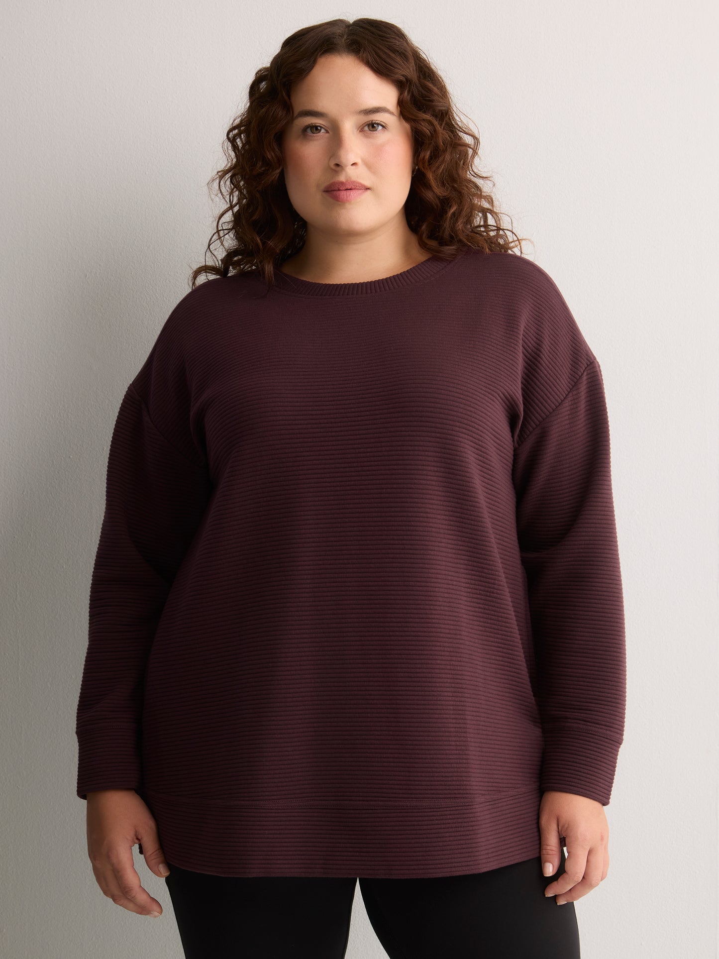 Ottoman Wide Crew Neck Tunic Top - Active Zone
