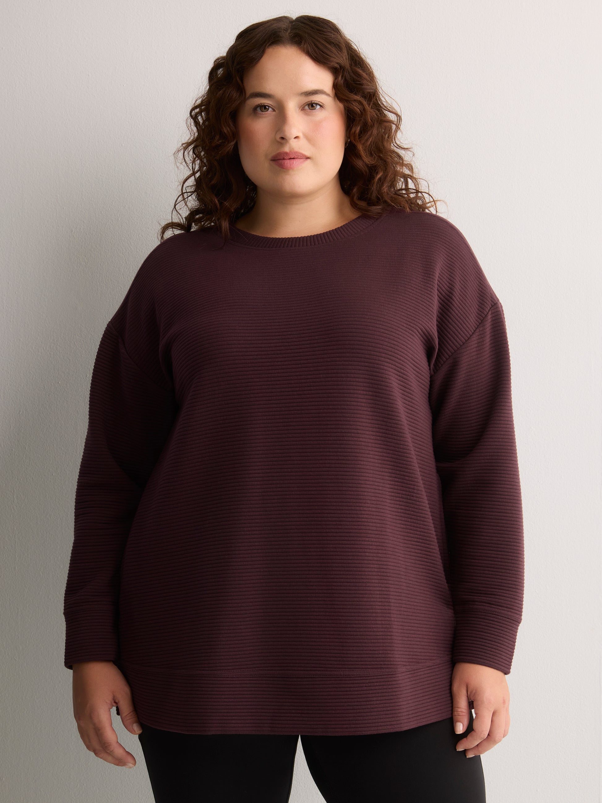 Ottoman Wide Crew Neck Tunic Top - Active Zone