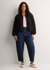 Dark Balloon-Hem Bomber Jacket