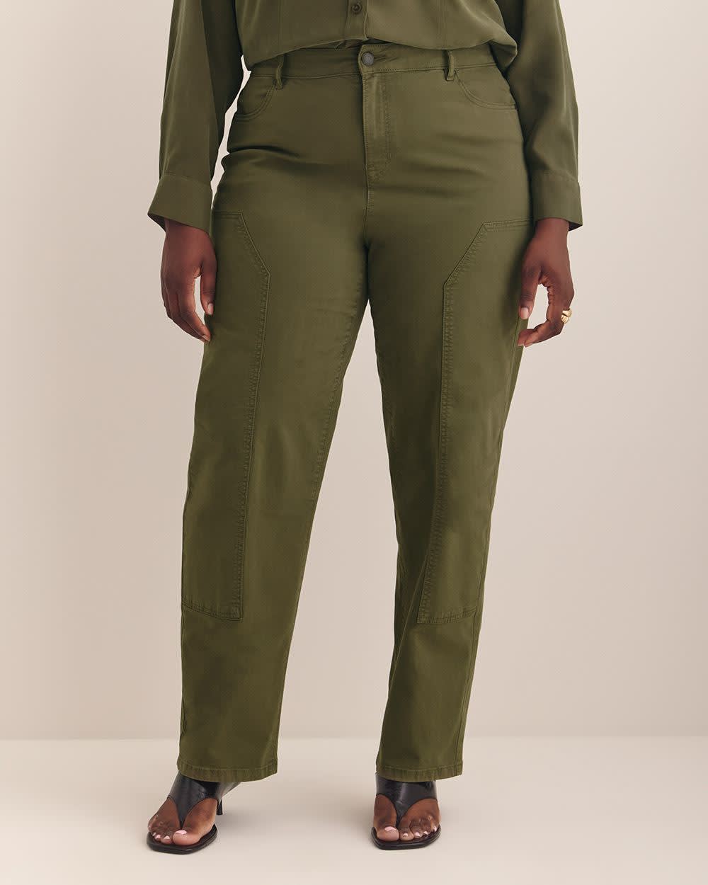 Pantalon en twill vert style ranch - Addition Elle