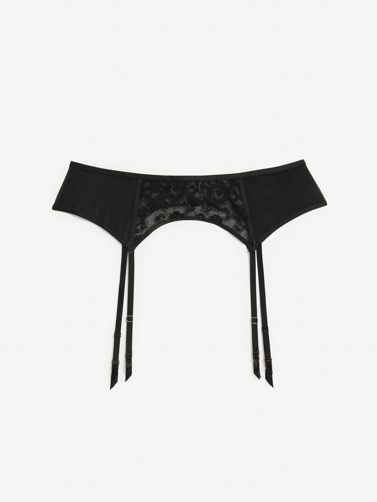 Sexy Black Garter Belt with Cheetah Embroidery - Déesse Collection