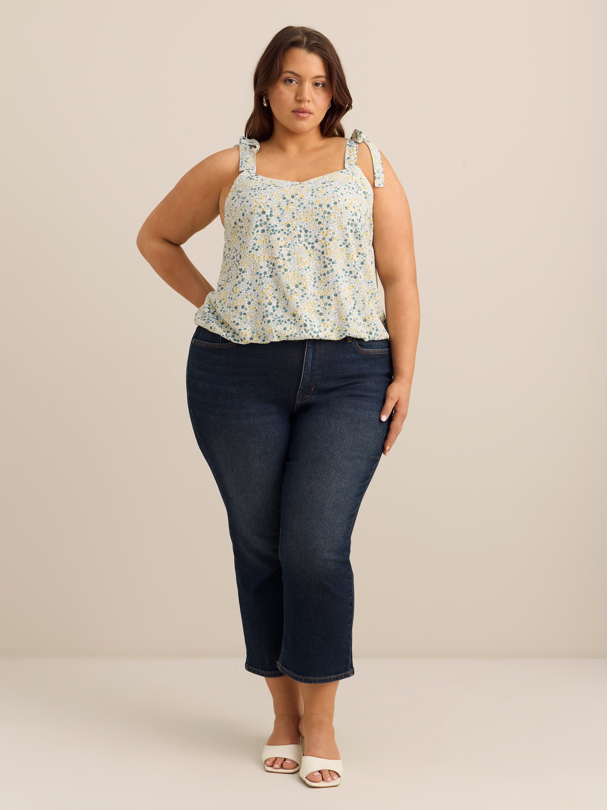 Addition Elle Loose Bubble-Hem Cami Plus Size Women's Top