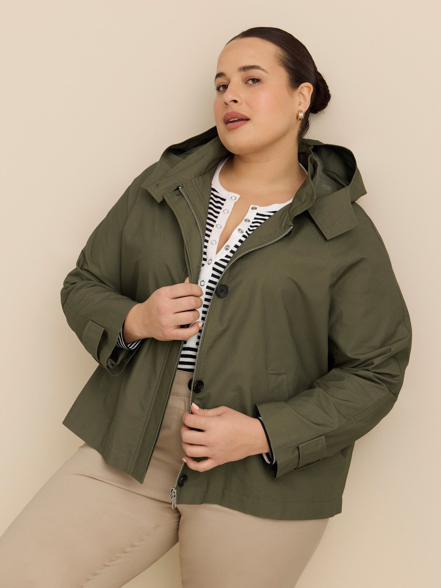 Grey Short Trench Jacket