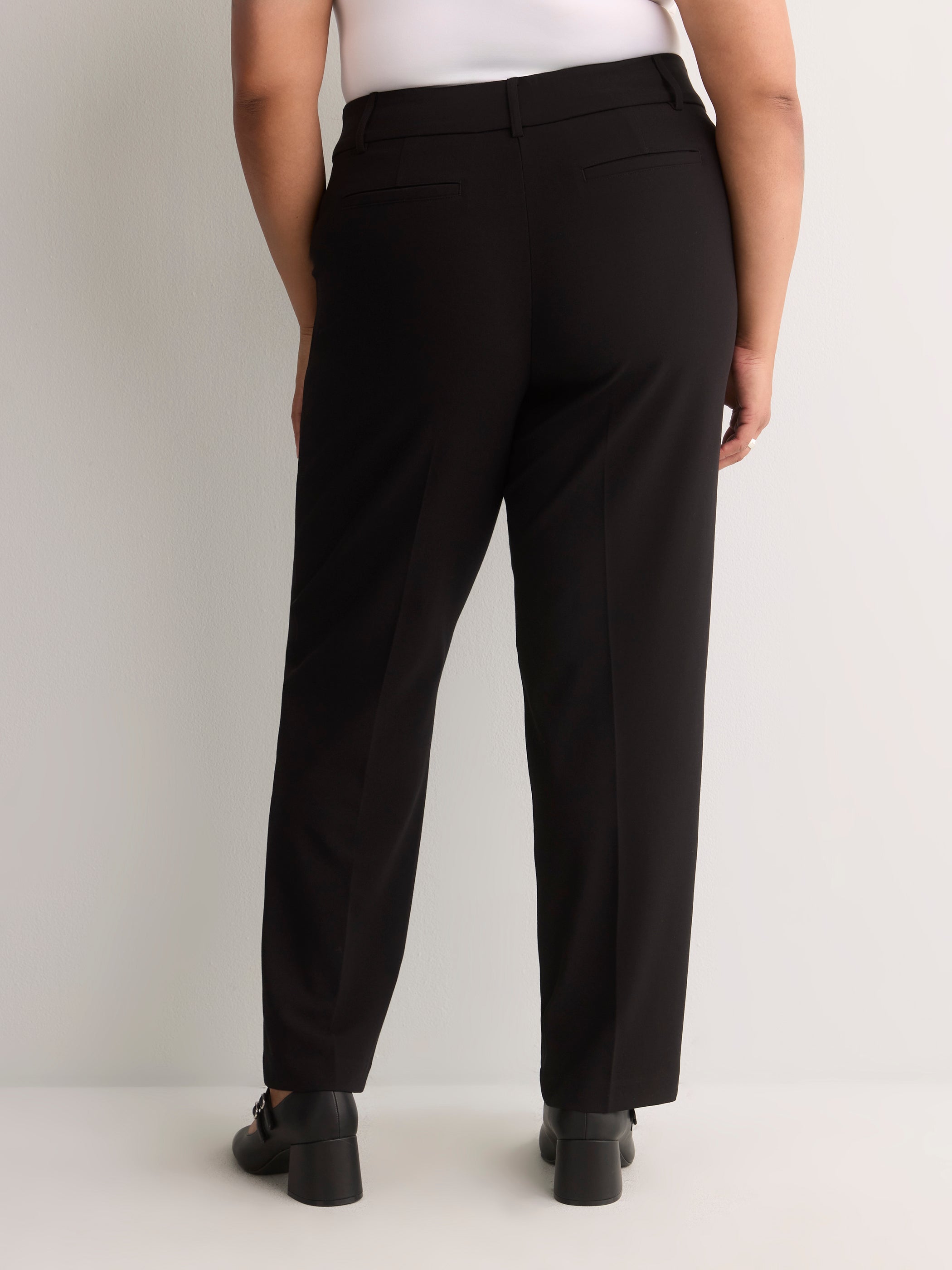 Petite, Black Twill Straight-Leg Savvy Pant