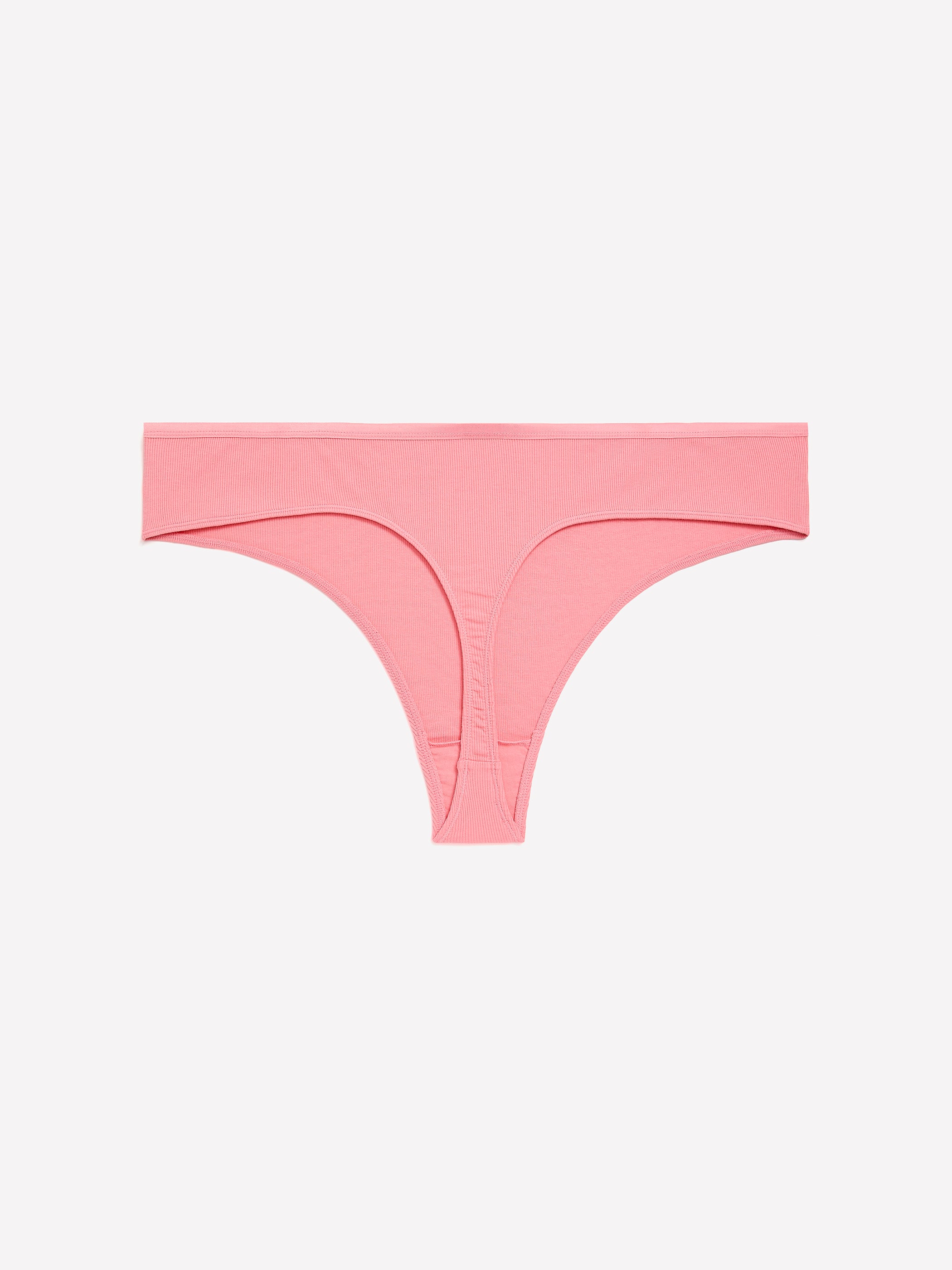 Pink Rib Knit Thong - ti Voglio