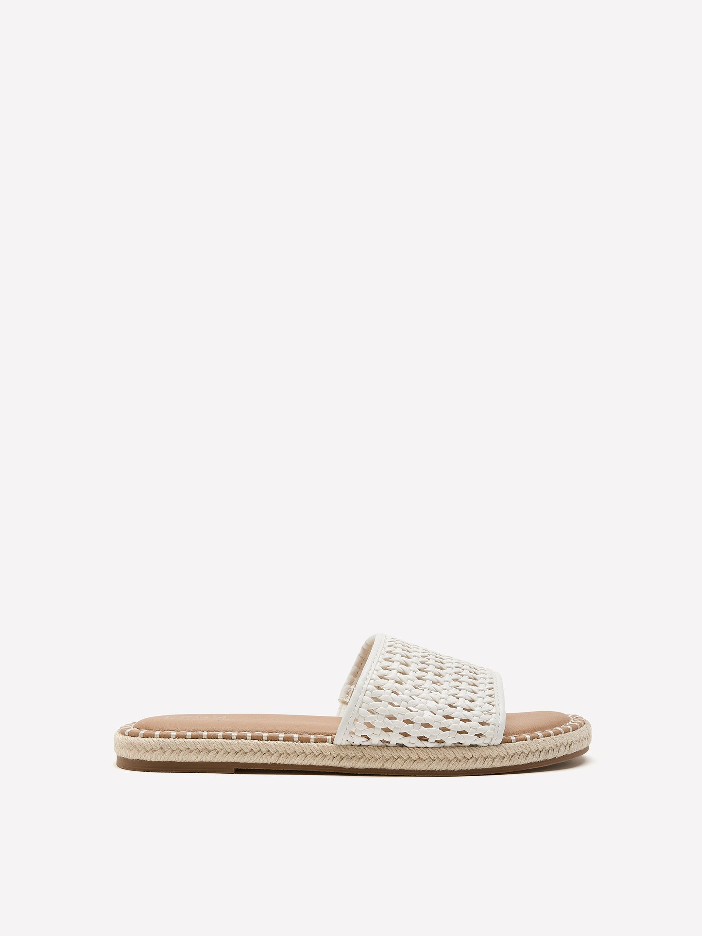 Wide Width, Delaware White One-Band Flat Sandal