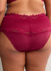 Red Microfibre Brief with Wide Lace Waistband - Déesse