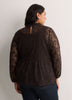 Mock-Neck Long-Sleeve Embroidered Blouse