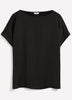 Satin Boat-Neck T-Shirt Blouse